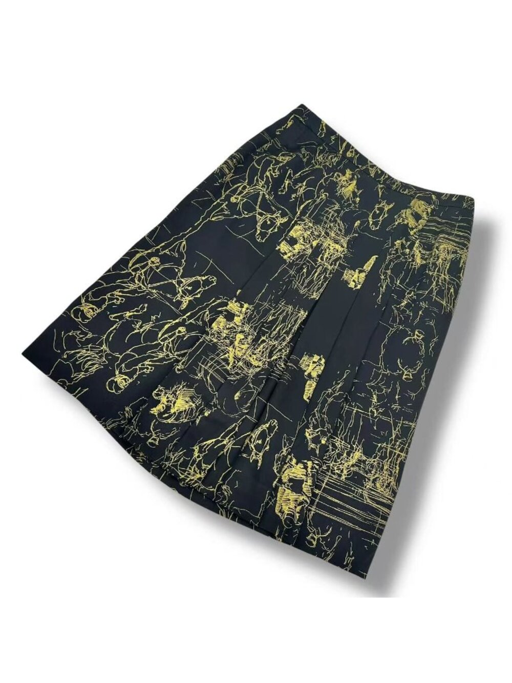 Hermes Skirt Long Gaultier Era Hose Pattern Silk Black 40 - Picture 2 of 8